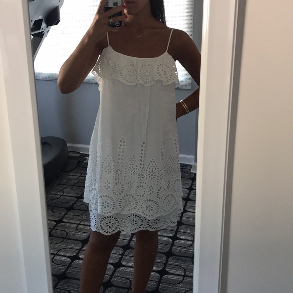 White lace eyelet dress